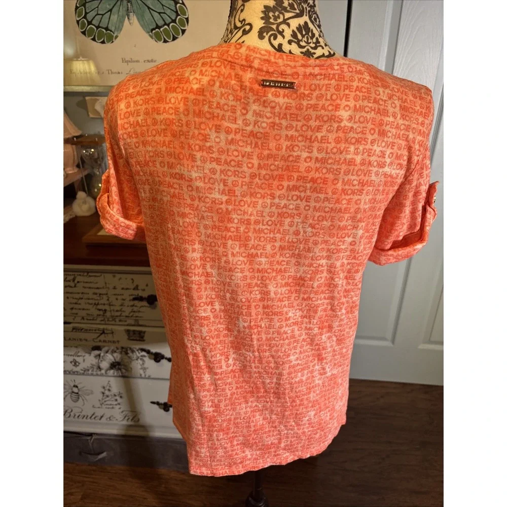 MICHAEL Kors Peace‎  & Love Blouse women,nectarine. Size (M). Valentines